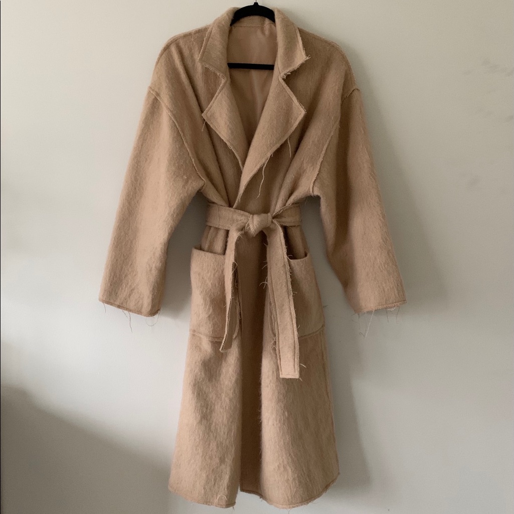 M-A Camel/Tan Raw Edge Tie Coat Xs/S